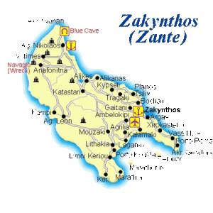 mapa zakynthos guía de las islas griegas